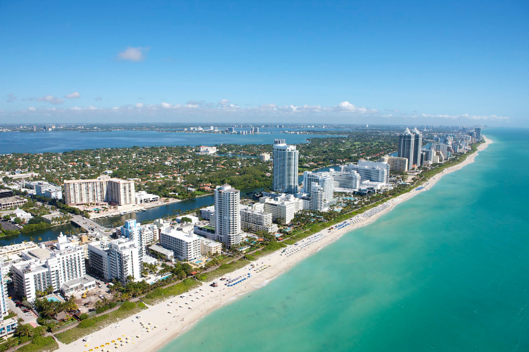 Vista aérea de las playas de Miami