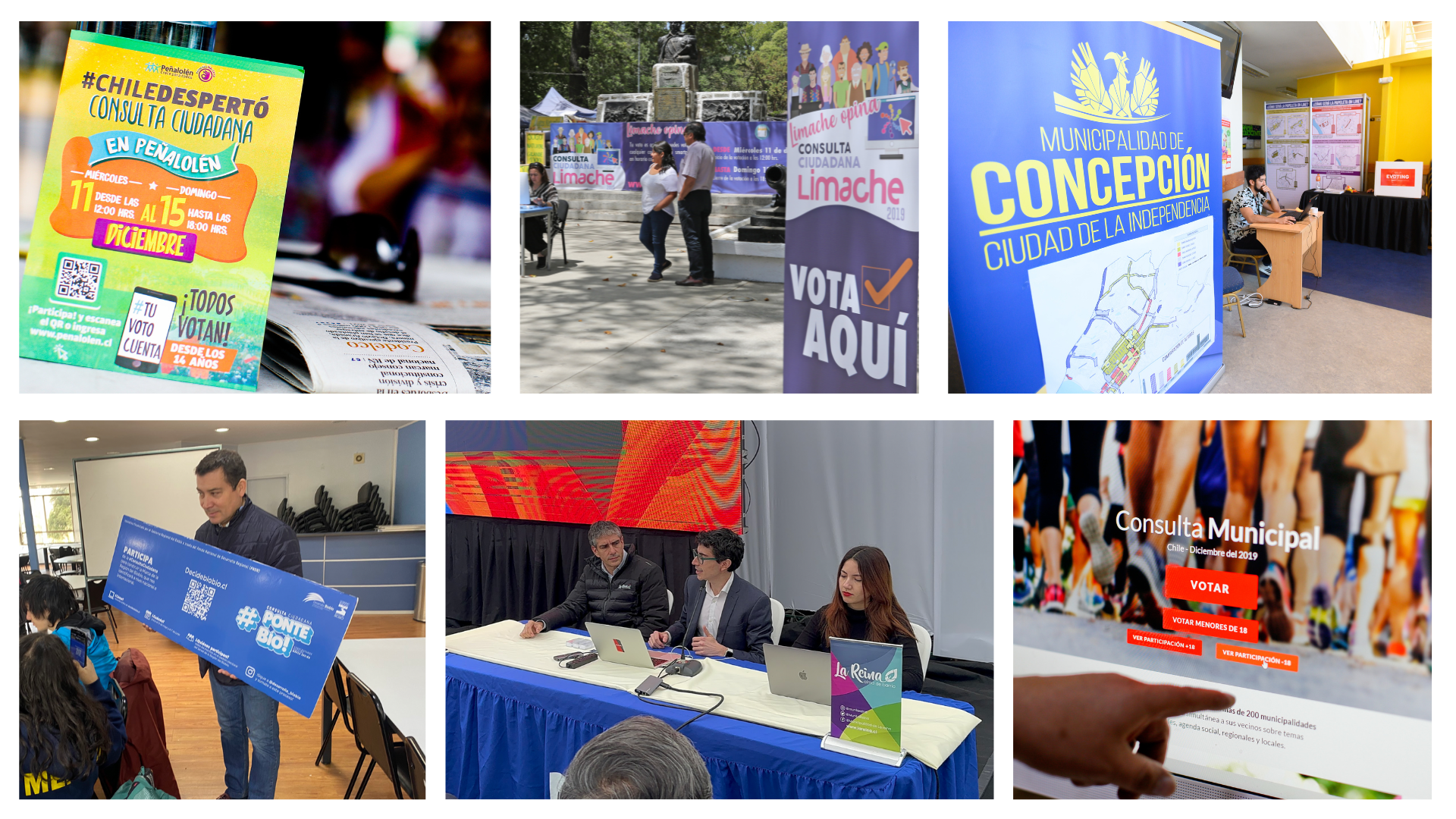 Diversos procesos de participación ciudadana llevados a cabo por EVoting, Chile